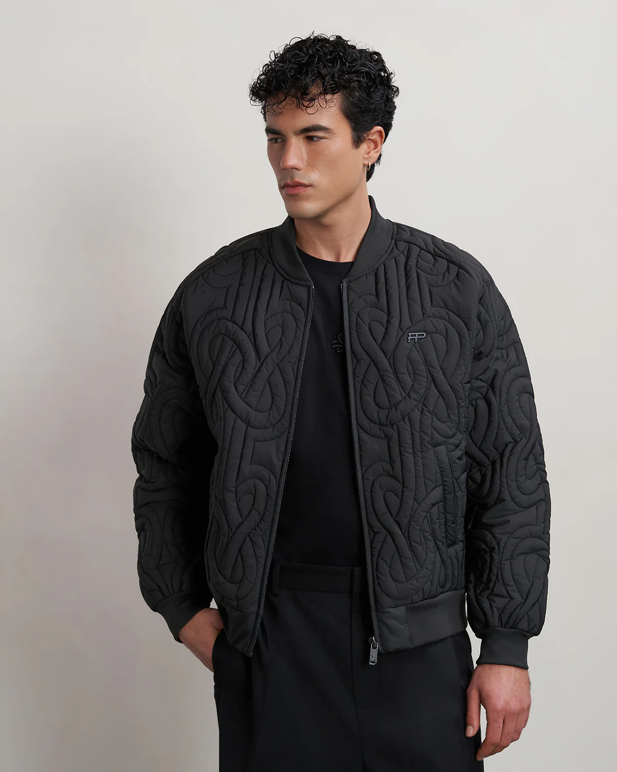 Bomber Quilted Black - Image 2