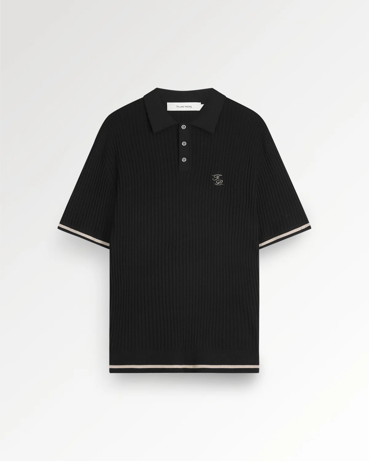 Fine Knit Polo All Black