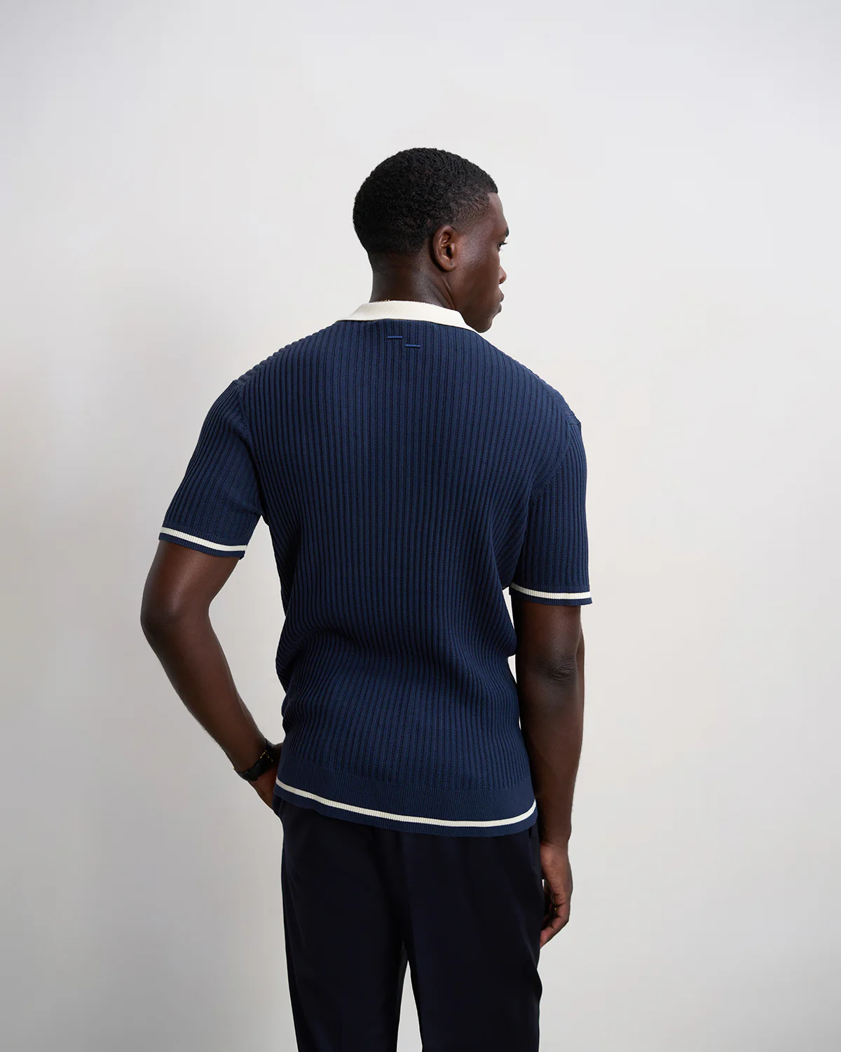 Fine Knit Polo Navy - Image 5