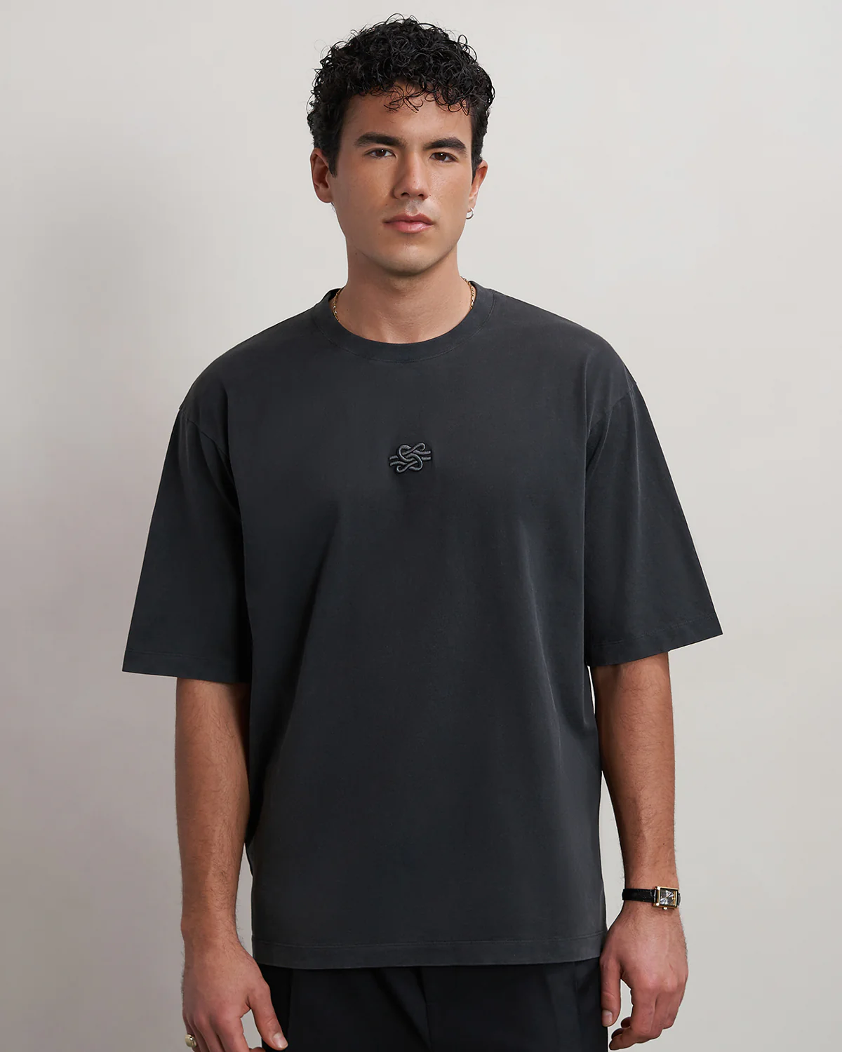 T-shirt Boxy Embroidered Vintage Black - Image 2